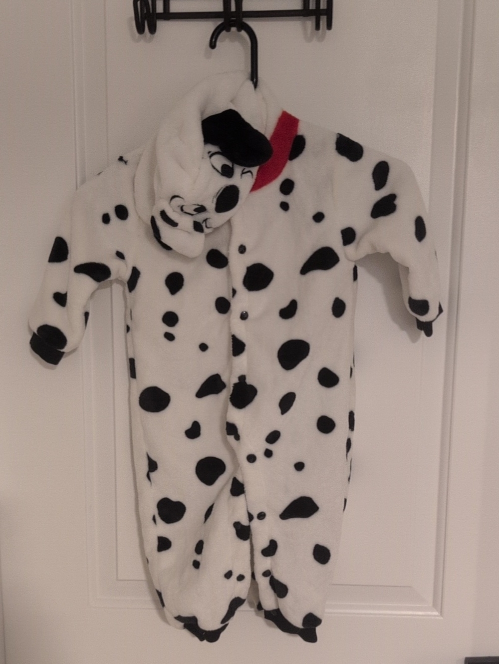 Dalmatian Spot Plush One-Piece Pajamas - White and Black